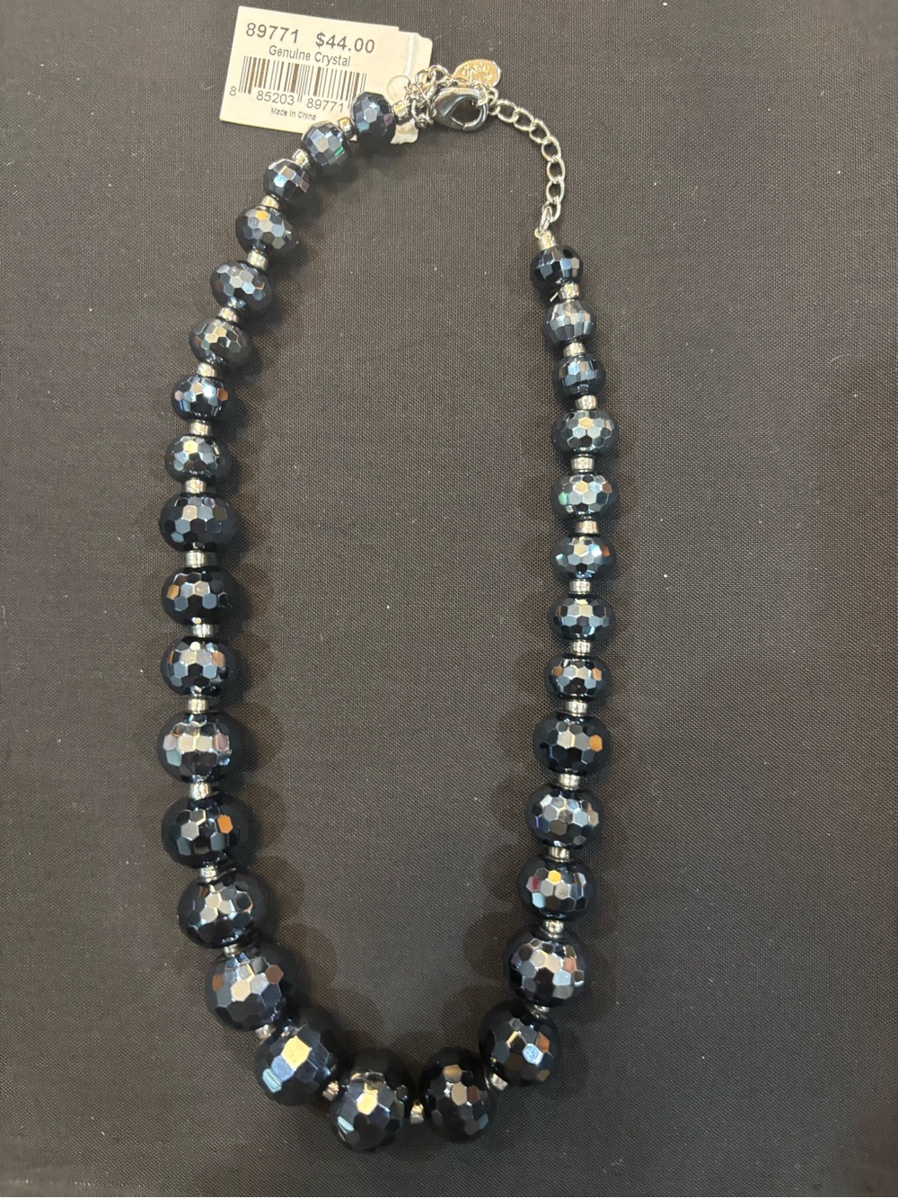Cookie Lee Faceted Black Iridescent Crystal Necklace
